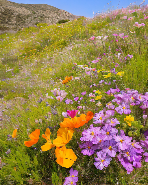 A digital illustration of California wildflowers that bloom in June.