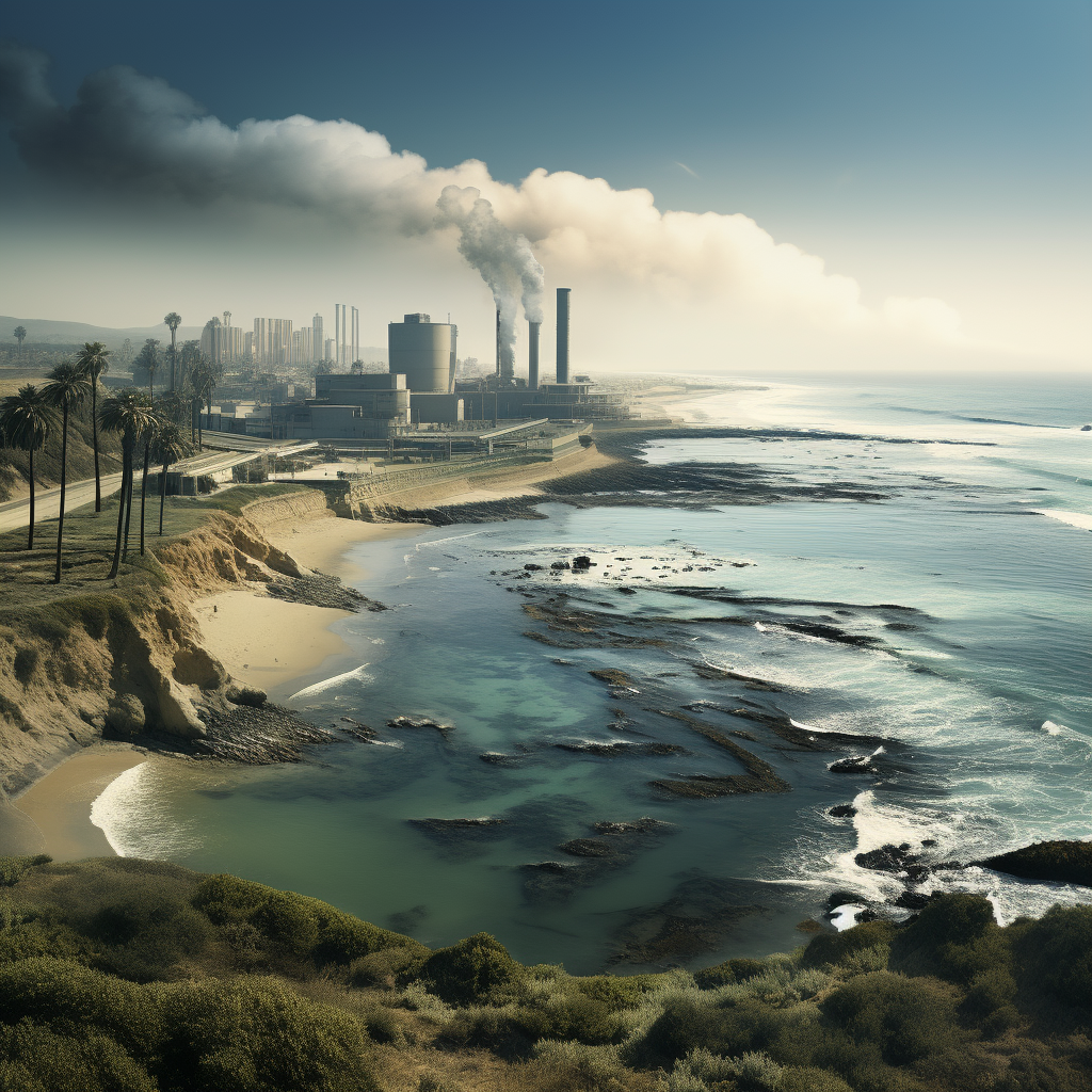 A possible Desalination plant along the coast in Southern California.
